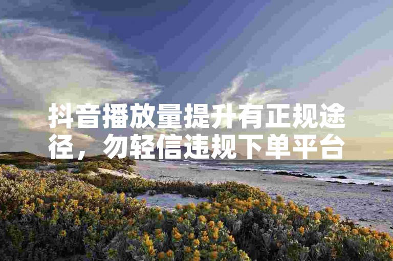 抖音播放量提升有正规途径，勿轻信违规下单平台。