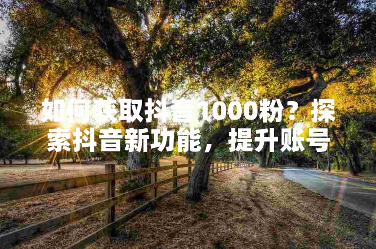 如何获取抖音1000粉？探索抖音新功能，提升账号影响力。