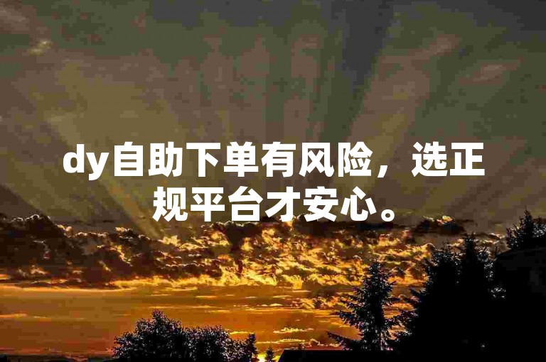 dy自助下单有风险，选正规平台才安心。