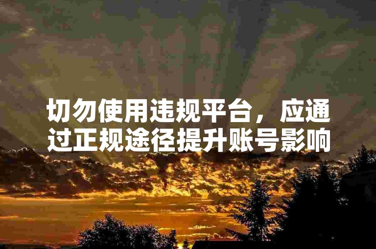 切勿使用违规平台，应通过正规途径提升账号影响力。