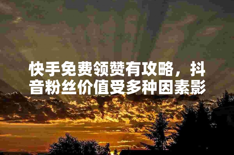快手免费领赞有攻略，抖音粉丝价值受多种因素影响。