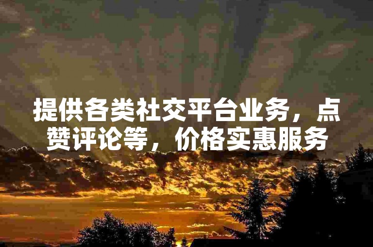 提供各类社交平台业务，点赞评论等，价格实惠服务优。