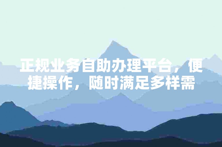 正规业务自助办理平台，便捷操作，随时满足多样需求。