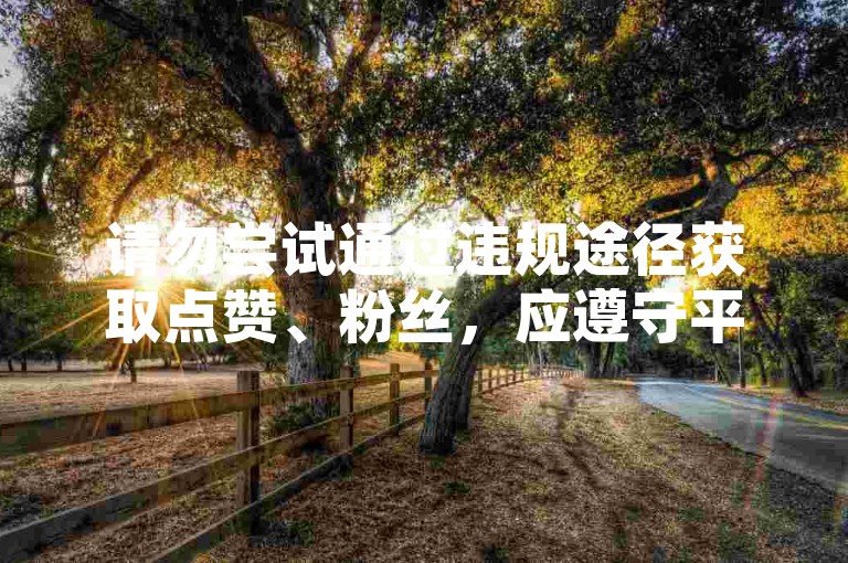 请勿尝试通过违规途径获取点赞、粉丝，应遵守平台规则。