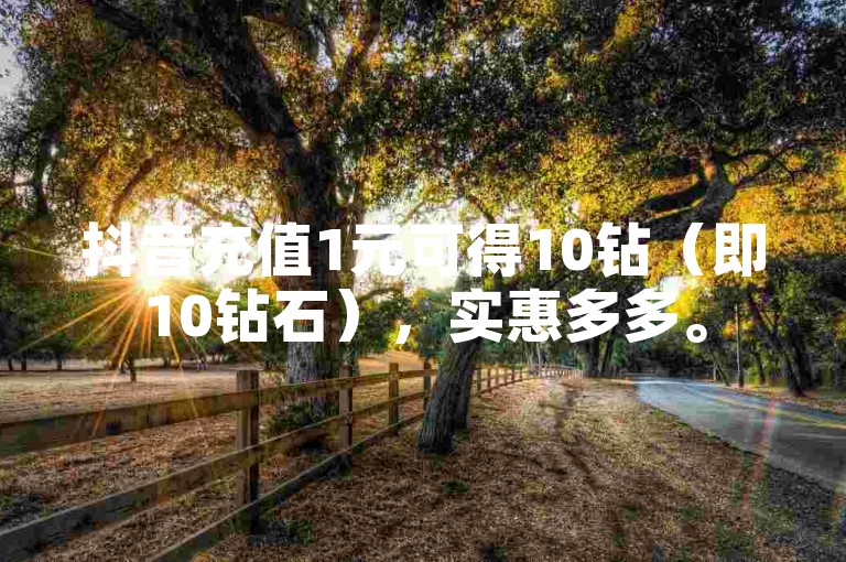 抖音充值1元可得10钻（即10钻石），实惠多多。