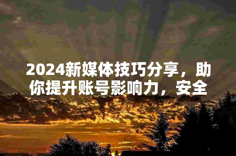 2024新媒体技巧分享，助你提升账号影响力，安全高效增粉。