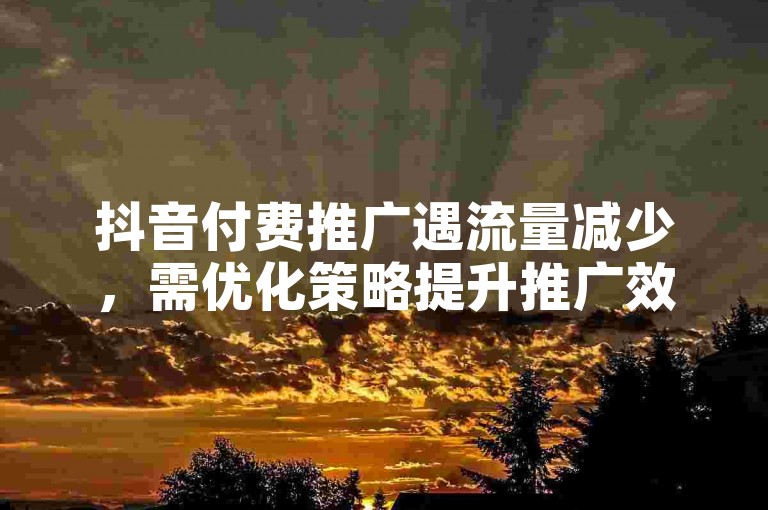 抖音付费推广遇流量减少，需优化策略提升推广效果。
