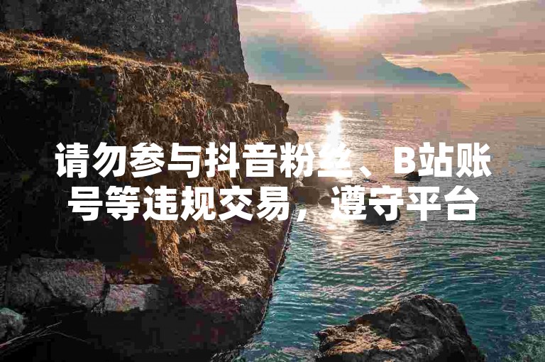 请勿参与抖音粉丝、B站账号等违规交易，遵守平台规则。