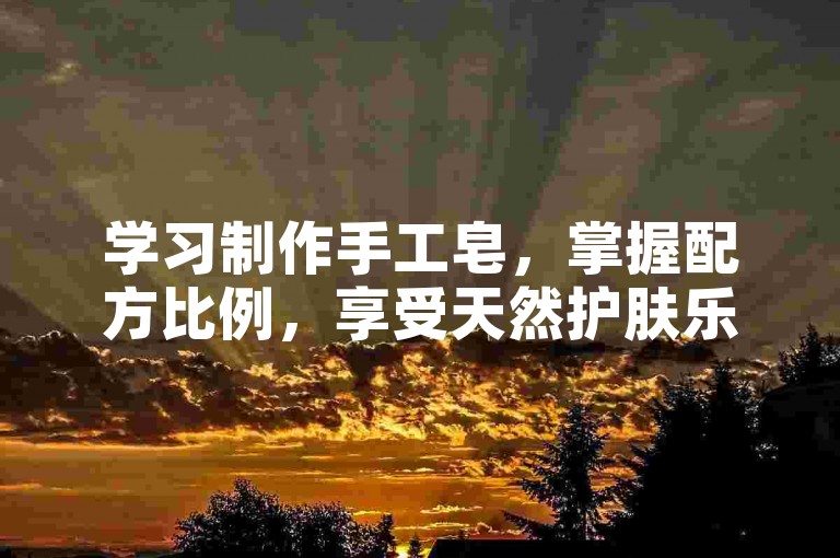 学习制作手工皂，掌握配方比例，享受天然护肤乐趣。
