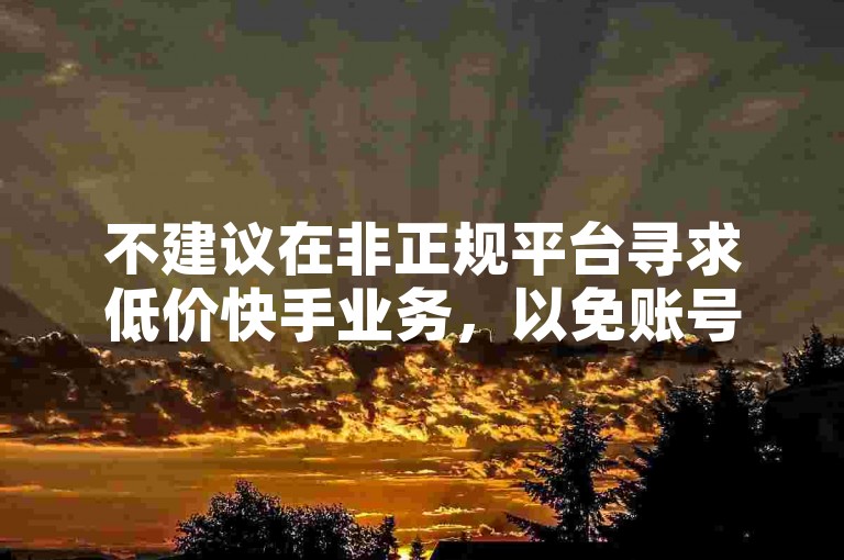 不建议在非正规平台寻求低价快手业务，以免账号风险。