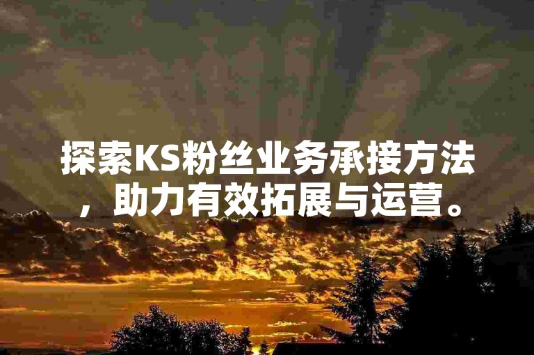 探索KS粉丝业务承接方法，助力有效拓展与运营。