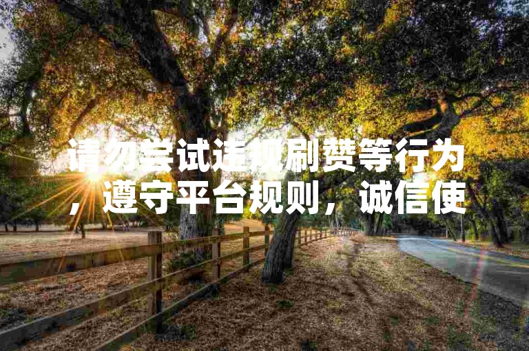 请勿尝试违规刷赞等行为，遵守平台规则，诚信使用APP。