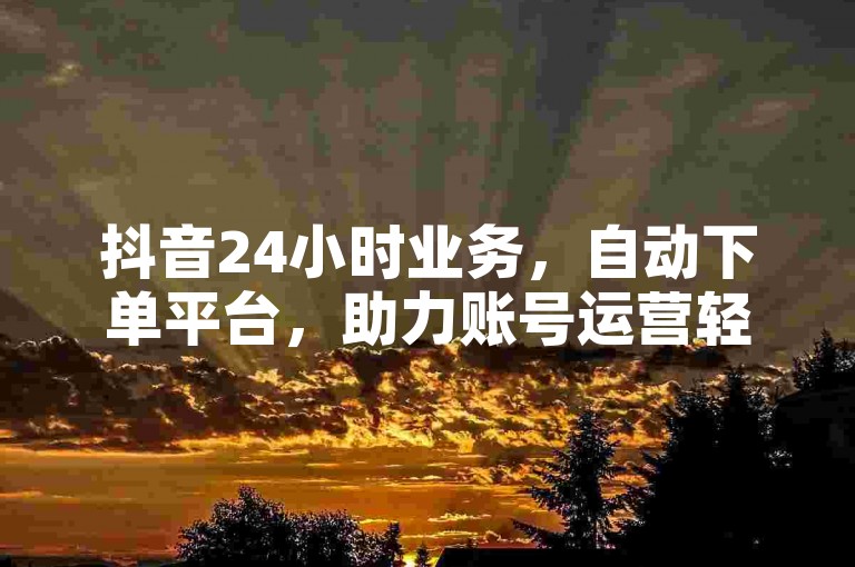 抖音24小时业务，自动下单平台，助力账号运营轻松高效。