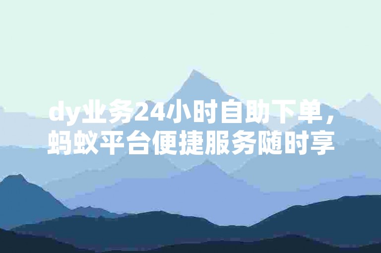 dy业务24小时自助下单，蚂蚁平台便捷服务随时享