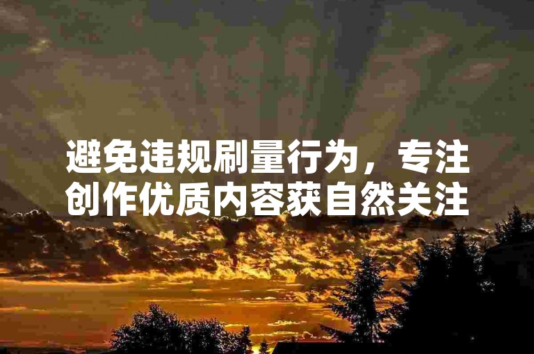 避免违规刷量行为，专注创作优质内容获自然关注。