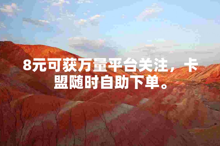8元可获万量平台关注，卡盟随时自助下单。
