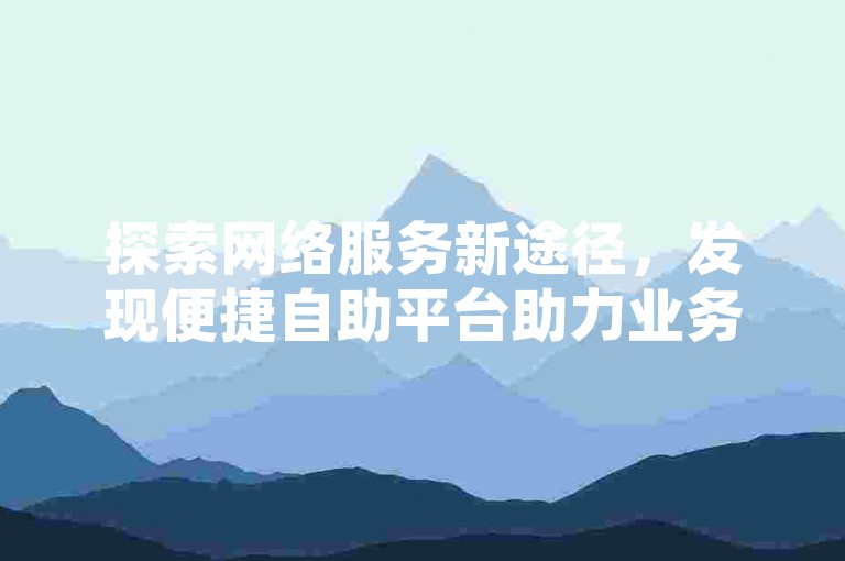 探索网络服务新途径，发现便捷自助平台助力业务拓展。