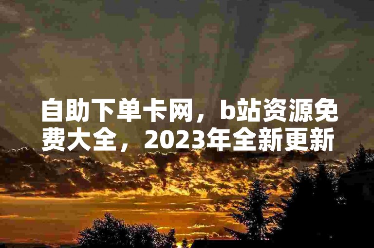 自助下单卡网，b站资源免费大全，2023年全新更新！