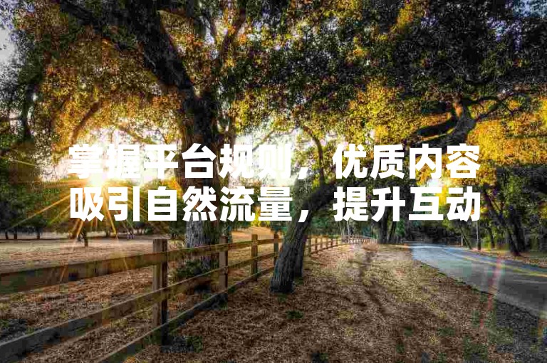 掌握平台规则，优质内容吸引自然流量，提升互动。