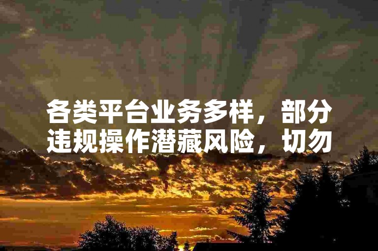 各类平台业务多样，部分违规操作潜藏风险，切勿尝试。