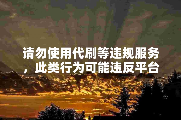 请勿使用代刷等违规服务，此类行为可能违反平台规定及法律法规。