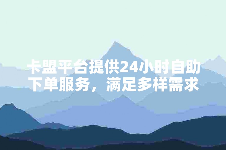 卡盟平台提供24小时自助下单服务，满足多样需求。