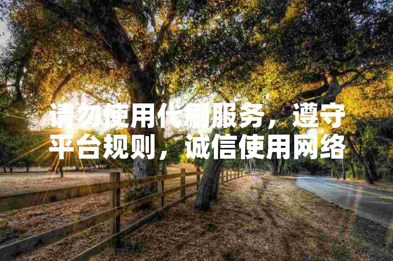 请勿使用代刷服务，遵守平台规则，诚信使用网络。