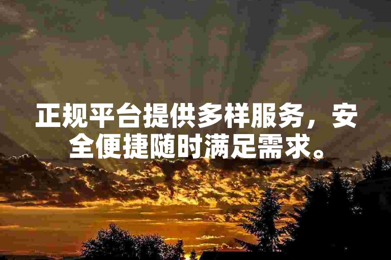 正规平台提供多样服务，安全便捷随时满足需求。