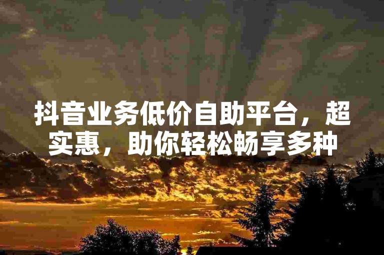 抖音业务低价自助平台，超实惠，助你轻松畅享多种服务。