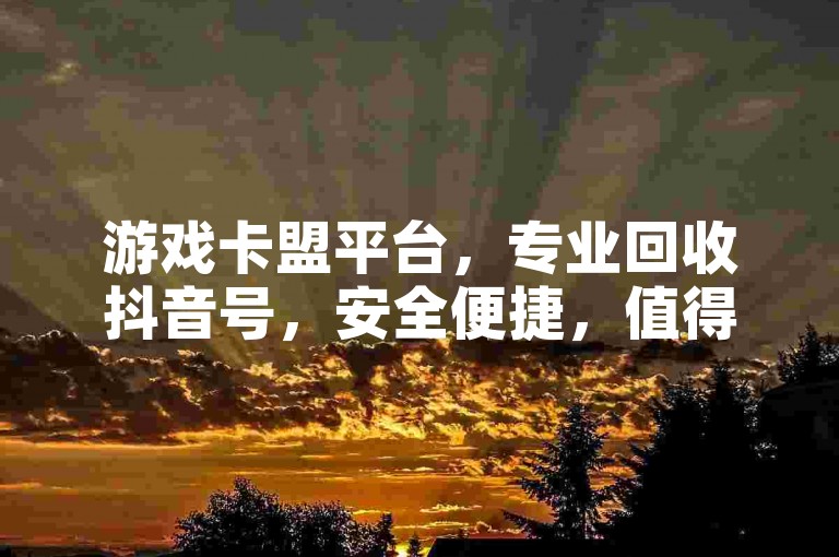 游戏卡盟平台，专业回收抖音号，安全便捷，值得信赖。
