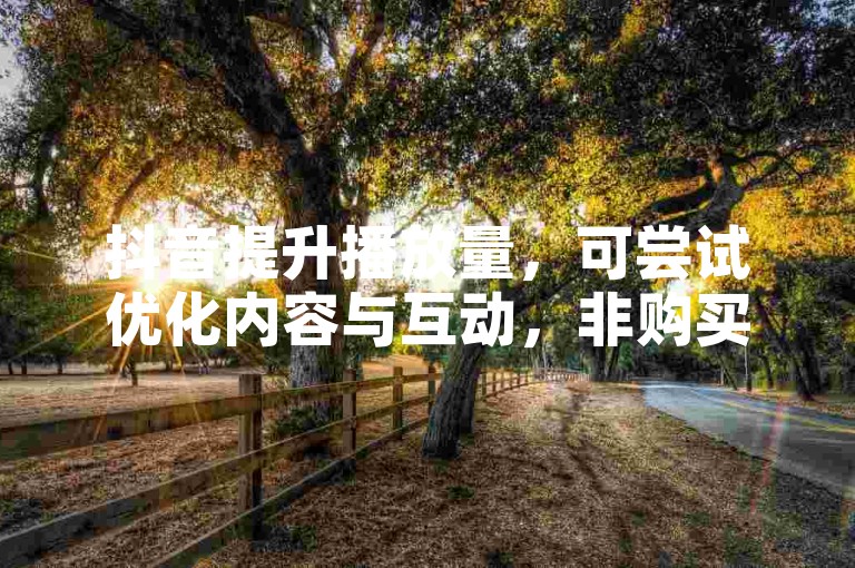 抖音提升播放量，可尝试优化内容与互动，非购买渠道。