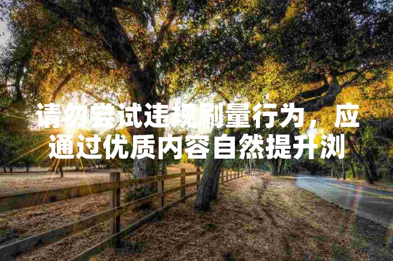 请勿尝试违规刷量行为，应通过优质内容自然提升浏览量。