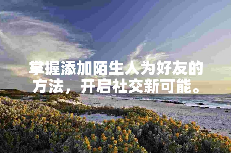 掌握添加陌生人为好友的方法，开启社交新可能。