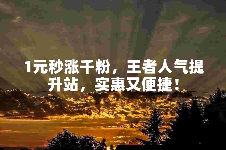 1元秒涨千粉，王者人气提升站，实惠又便捷！