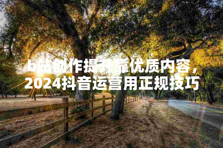 b站创作提升靠优质内容，2024抖音运营用正规技巧