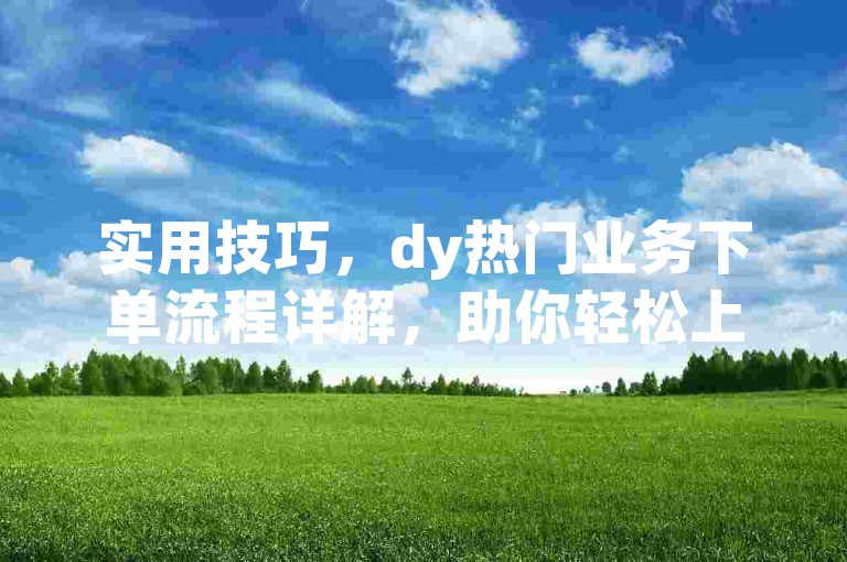 实用技巧，dy热门业务下单流程详解，助你轻松上手