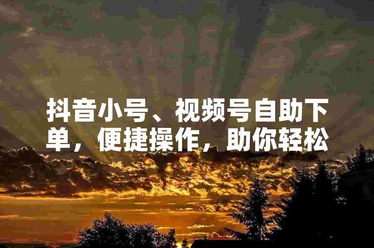 抖音小号、视频号自助下单，便捷操作，助你轻松开启新旅程。