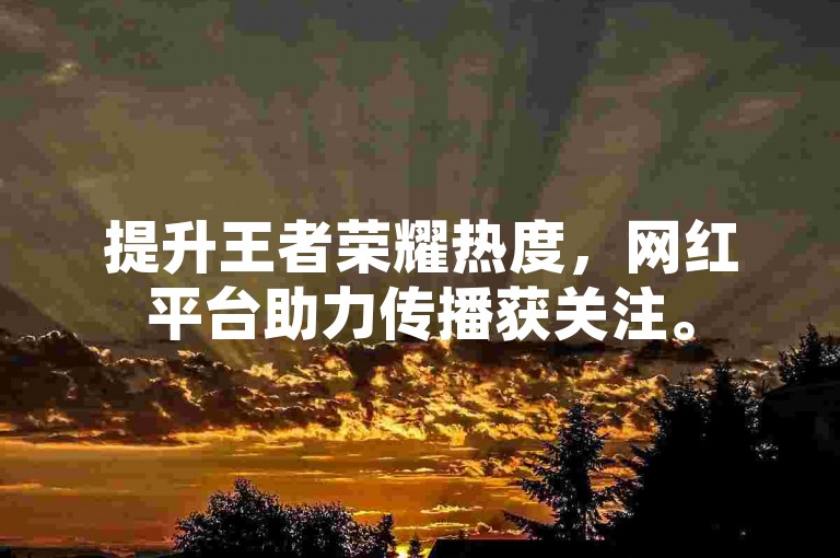 提升王者荣耀热度，网红平台助力传播获关注。