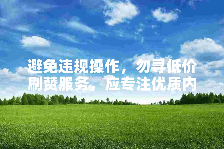 避免违规操作，勿寻低价刷赞服务，应专注优质内容创作。