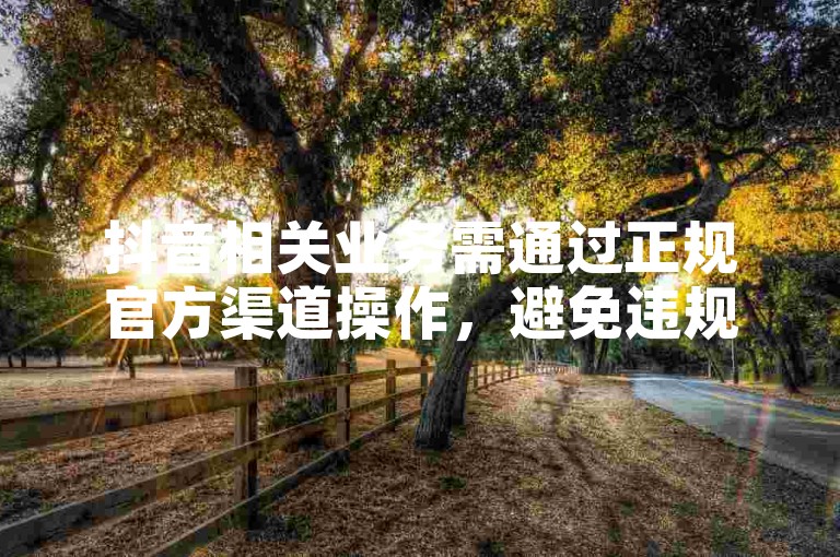 抖音相关业务需通过正规官方渠道操作，避免违规风险。