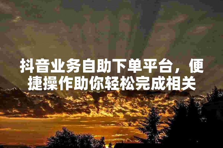 抖音业务自助下单平台，便捷操作助你轻松完成相关需求。