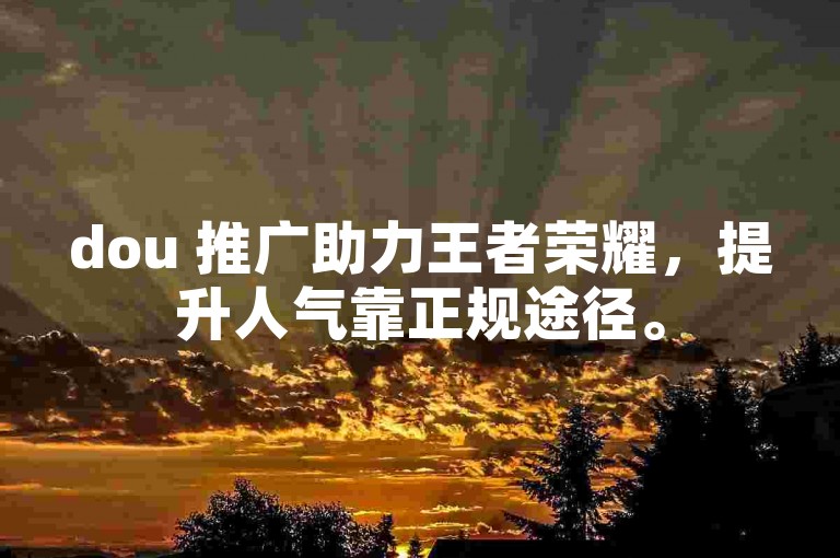 dou 推广助力王者荣耀，提升人气靠正规途径。