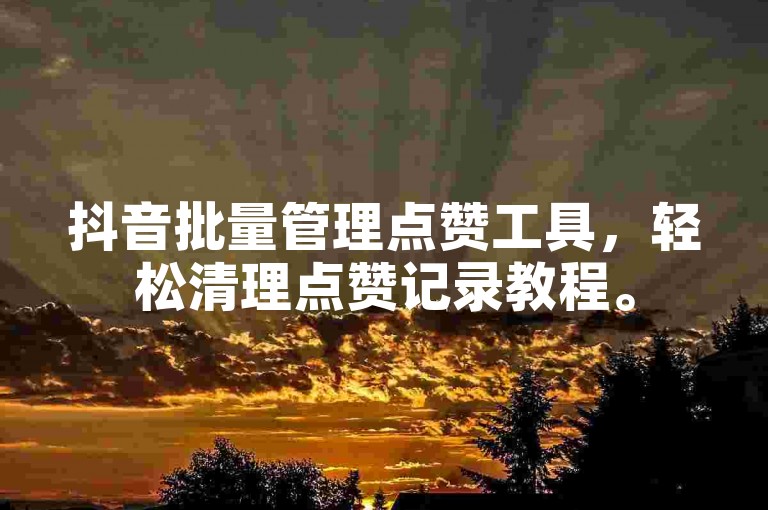 抖音批量管理点赞工具，轻松清理点赞记录教程。