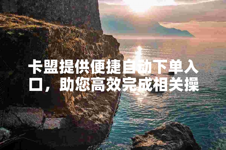 卡盟提供便捷自动下单入口，助您高效完成相关操作。