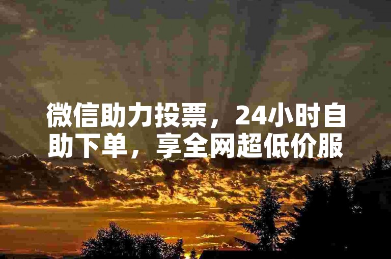 微信助力投票，24小时自助下单，享全网超低价服务。