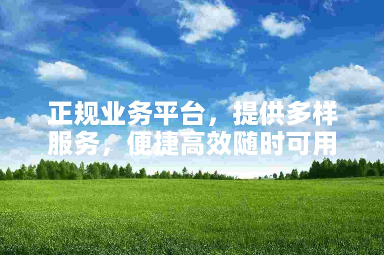 正规业务平台，提供多样服务，便捷高效随时可用。