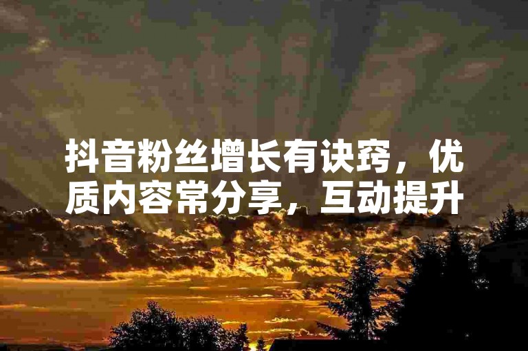抖音粉丝增长有诀窍，优质内容常分享，互动提升热度高。
