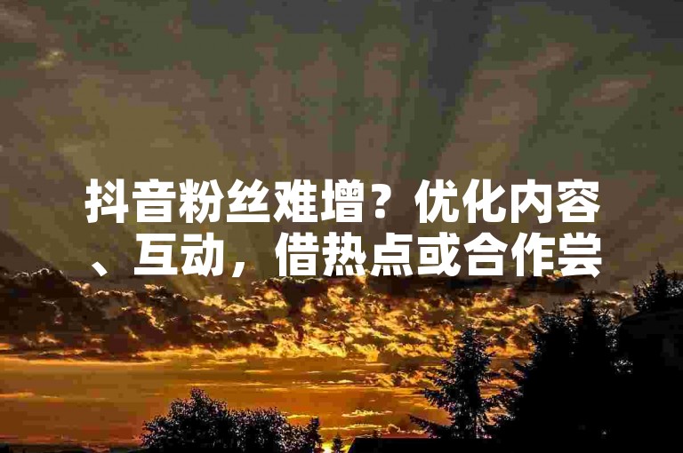 抖音粉丝难增？优化内容、互动，借热点或合作尝试破局。