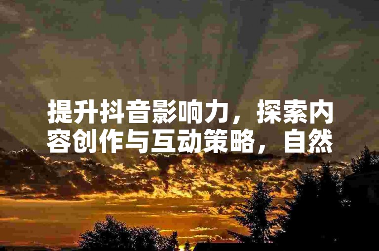 提升抖音影响力，探索内容创作与互动策略，自然吸引关注。