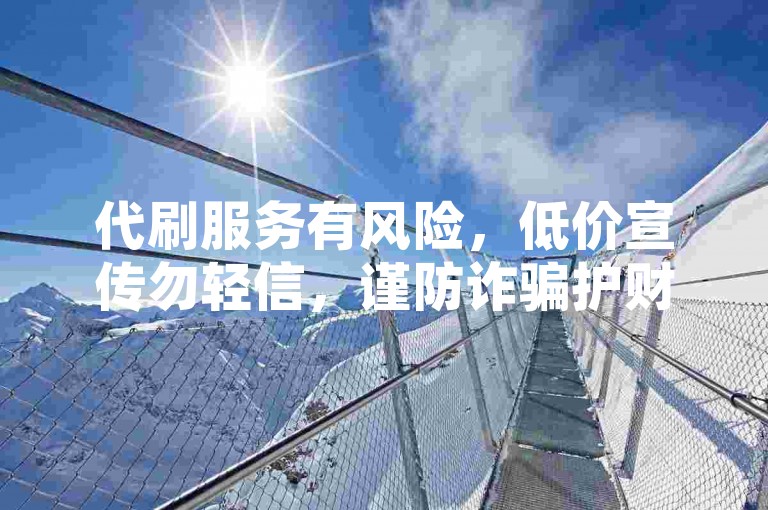 代刷服务有风险，低价宣传勿轻信，谨防诈骗护财产。
